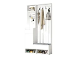 Móvel De Entrada|Hauss Spole Roupeiro com 3 gavetas, 1 porta, 4 ganchos e painel perfurado, 100 x 35 x 180 cm Branco