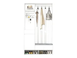 Móvel De Entrada|Hauss Spole Roupeiro com 3 gavetas, 1 porta, 4 ganchos e painel perfurado, 100 x 35 x 180 cm Branco