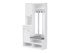 Outlet Hauss Spole Roupeiro com 2 portas, 1 gaveta, 4 ganchos e 1 banco, 100x30x180cm Branco