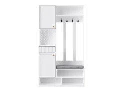 Outlet Hauss Spole Roupeiro com 2 portas, 1 gaveta, 4 ganchos e 1 banco, 100x30x180cm Branco