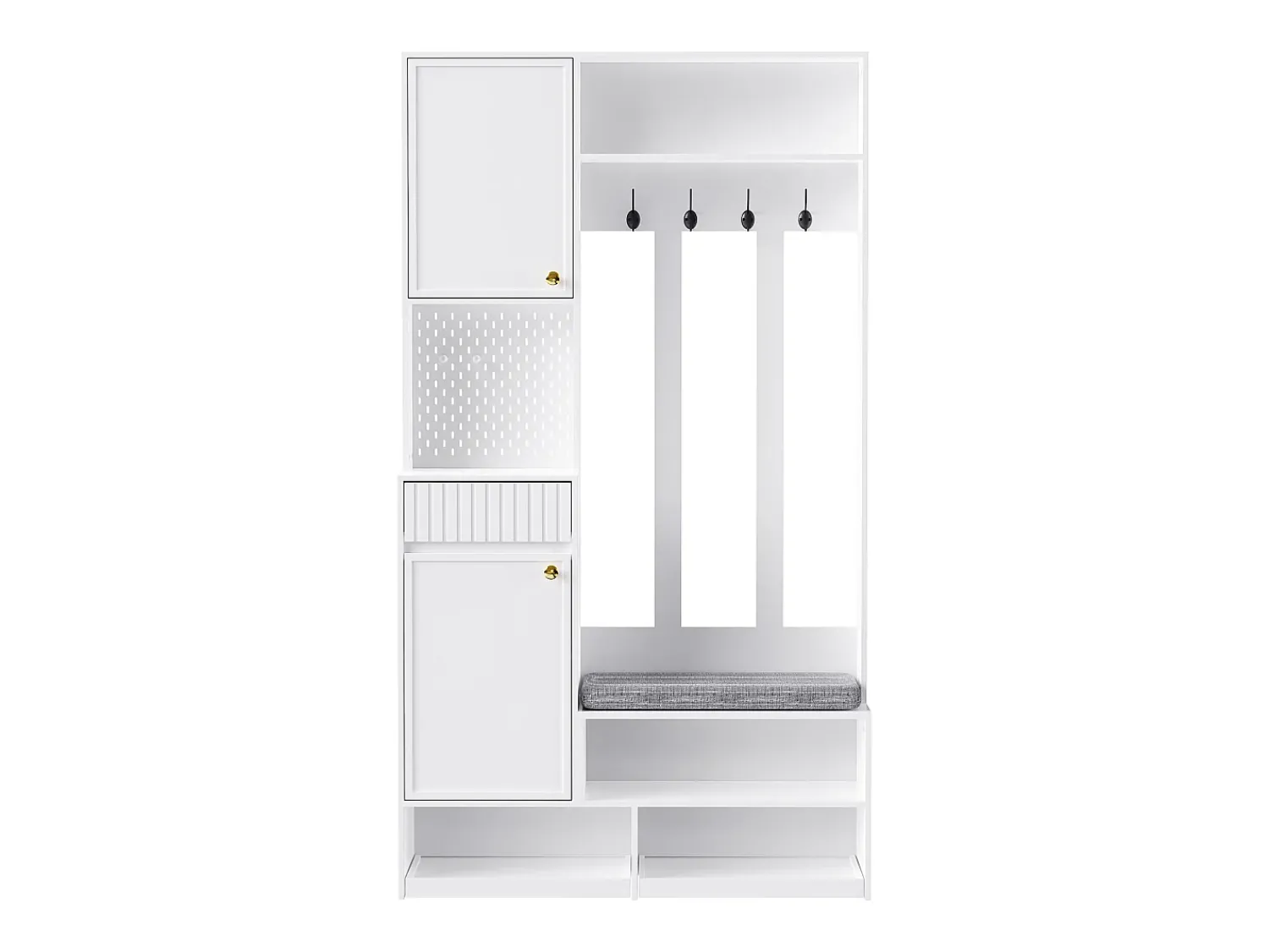 Outlet Hauss Spole Roupeiro com 2 portas, 1 gaveta, 4 ganchos e 1 banco, 100x30x180cm Branco