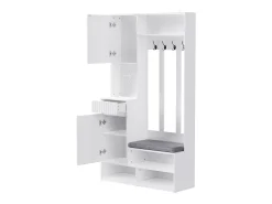 Outlet Hauss Spole Roupeiro com 2 portas, 1 gaveta, 4 ganchos e 1 banco, 100x30x180cm Branco