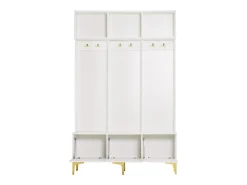 Móvel De Entrada|Hauss Spole Roupeiro com 3 portas e 6 ganchos, pés dourados, 120 x 40 x 191,5 cm Branco