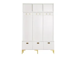 Móvel De Entrada|Hauss Spole Roupeiro com 3 portas e 6 ganchos, pés dourados, 120 x 40 x 191,5 cm Branco