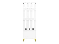 Móvel De Entrada|Hauss Spole Roupeiro com 2 portas, sapateira e almofada, ganchos, pés dourados 60,5x35,2x180,5cm Branco