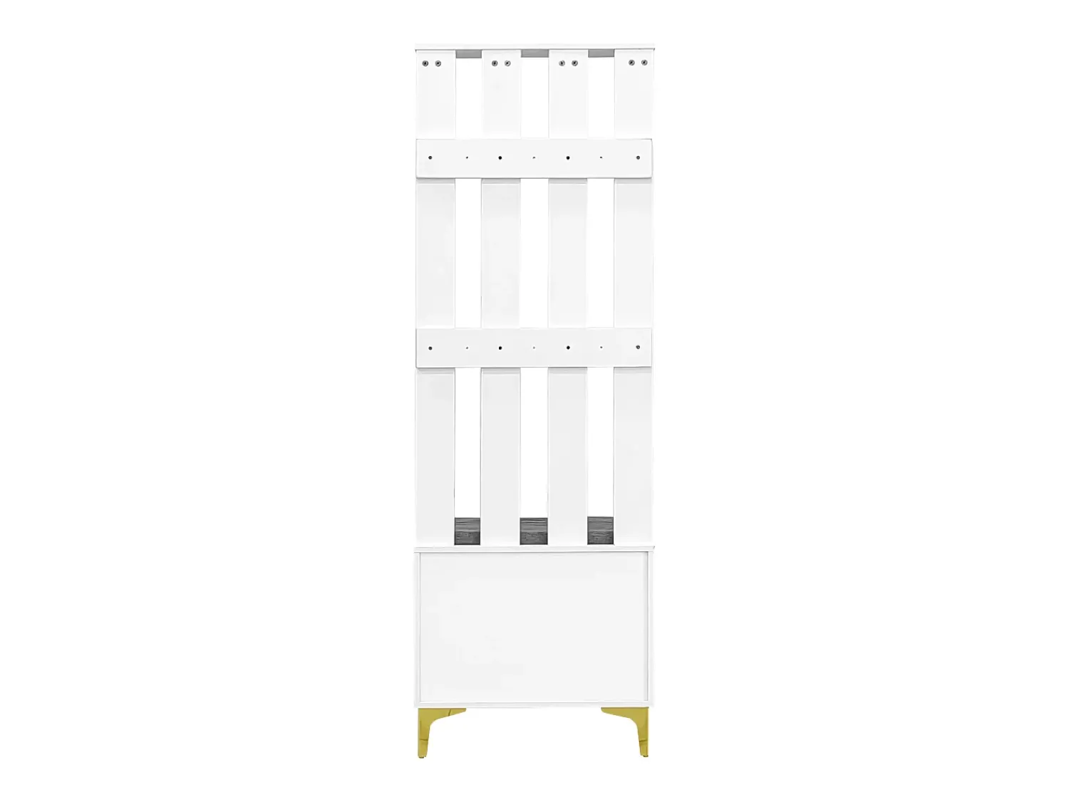Móvel De Entrada|Hauss Spole Roupeiro com 2 portas, sapateira e almofada, ganchos, pés dourados 60,5x35,2x180,5cm Branco