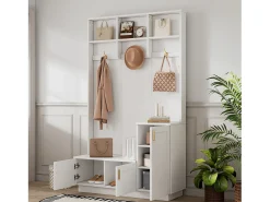 Móvel De Entrada*Hauss Spole Roupeiro com 3 portas, 3 ganchos e arrumação aberta, 120x40x200 cm Branco