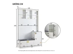 Móvel De Entrada*Hauss Spole Roupeiro com 3 portas, 3 ganchos e arrumação aberta, 120x40x200 cm Branco