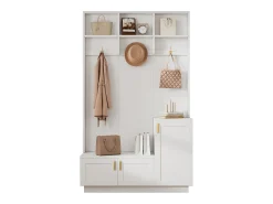Móvel De Entrada*Hauss Spole Roupeiro com 3 portas, 3 ganchos e arrumação aberta, 120x40x200 cm Branco