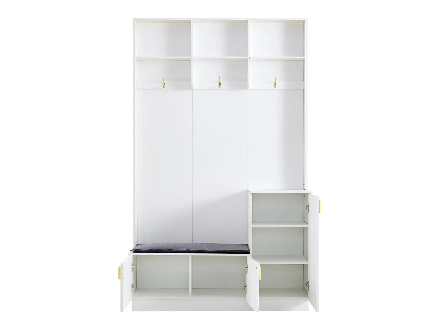 Móvel De Entrada*Hauss Spole Roupeiro com 3 portas, 3 ganchos e arrumação aberta, 120x40x200 cm Branco