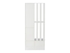 Móvel De Entrada|Hauss Spole Roupeiro com 2 portas, gaveta, ganchos e banco, porta de vidro 85x33,5x200cm Branco