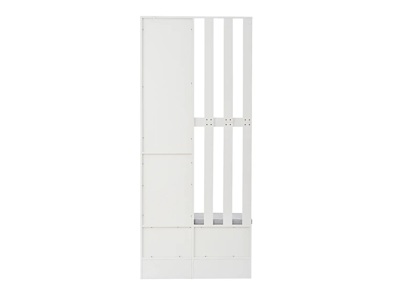 Móvel De Entrada|Hauss Spole Roupeiro com 2 portas, gaveta, ganchos e banco, porta de vidro 85x33,5x200cm Branco