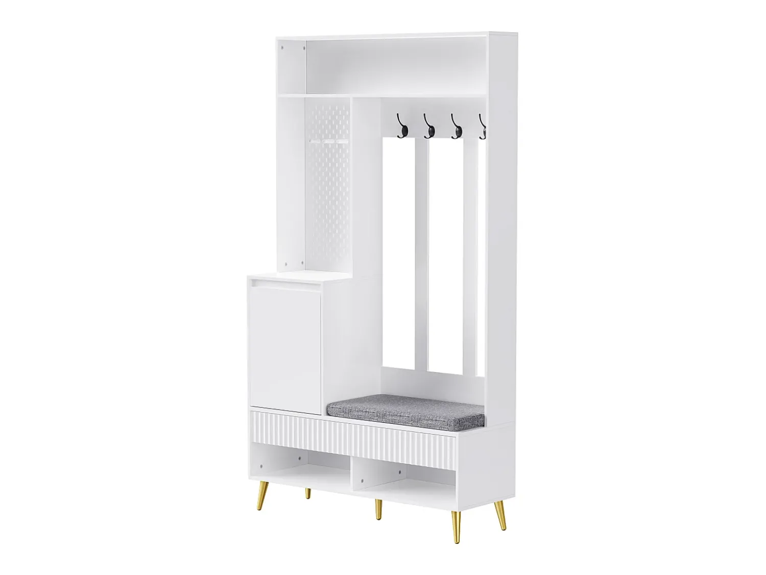 Móvel De Entrada*Hauss Spole Roupeiro com 1 porta, 2 gavetas, 4 ganchos e 1 banco 100 x 35 x 180 cm Branco
