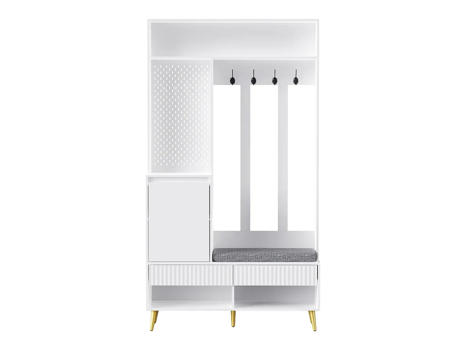 Móvel De Entrada*Hauss Spole Roupeiro com 1 porta, 2 gavetas, 4 ganchos e 1 banco 100 x 35 x 180 cm Branco