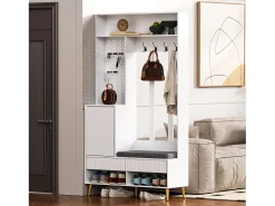 Móvel De Entrada*Hauss Spole Roupeiro com 1 porta, 2 gavetas, 4 ganchos e 1 banco 100 x 35 x 180 cm Branco