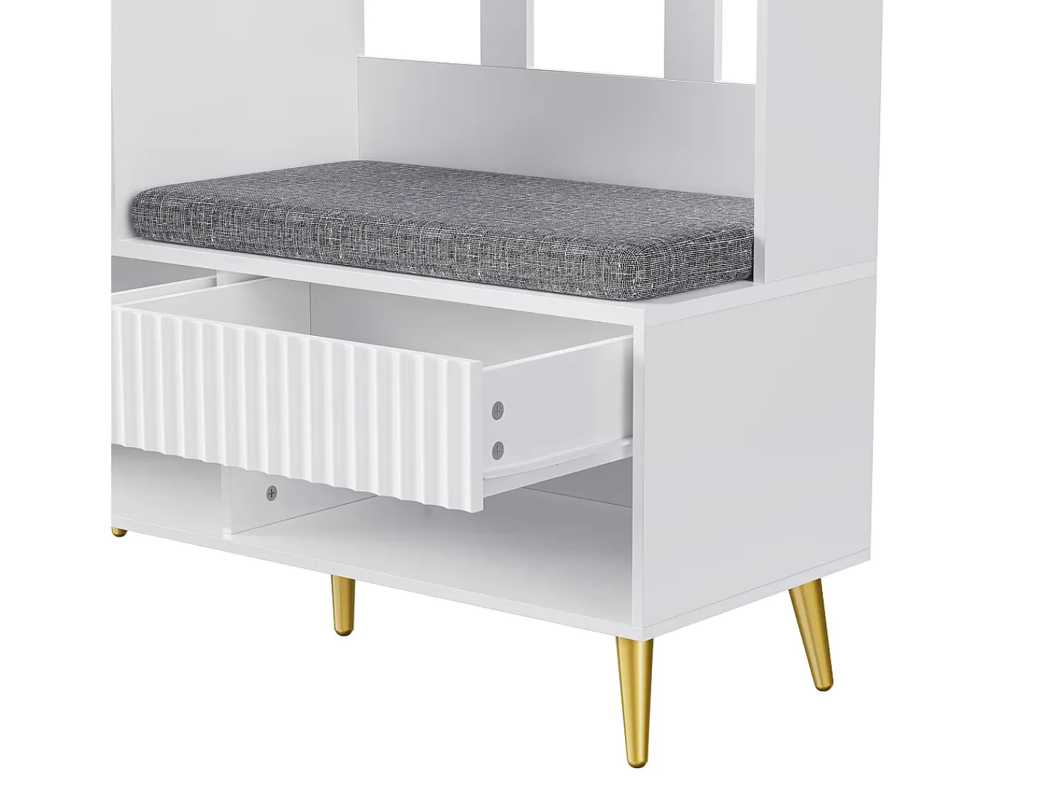 Móvel De Entrada*Hauss Spole Roupeiro com 1 porta, 2 gavetas, 4 ganchos e 1 banco 100 x 35 x 180 cm Branco