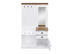 New Hauss Spole Roupeiro e madeira com espelho, 2 gavetas, 1 porta, ganchos e suporte para guarda-chuva 110,5x38x191cm Branco