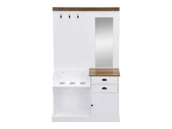 New Hauss Spole Roupeiro e madeira com espelho, 2 gavetas, 1 porta, ganchos e suporte para guarda-chuva 110,5x38x191cm Branco