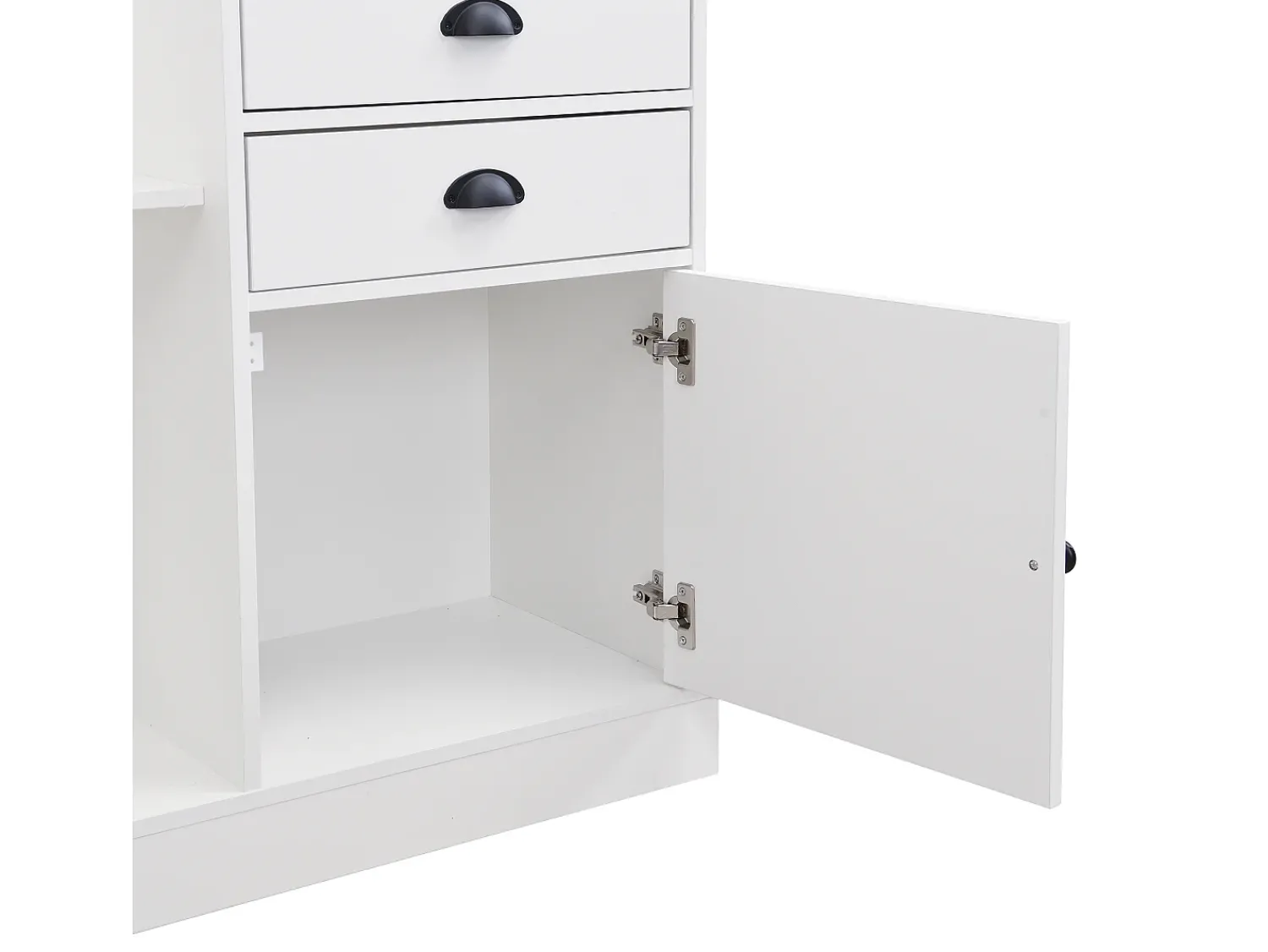 New Hauss Spole Roupeiro e madeira com espelho, 2 gavetas, 1 porta, ganchos e suporte para guarda-chuva 110,5x38x191cm Branco