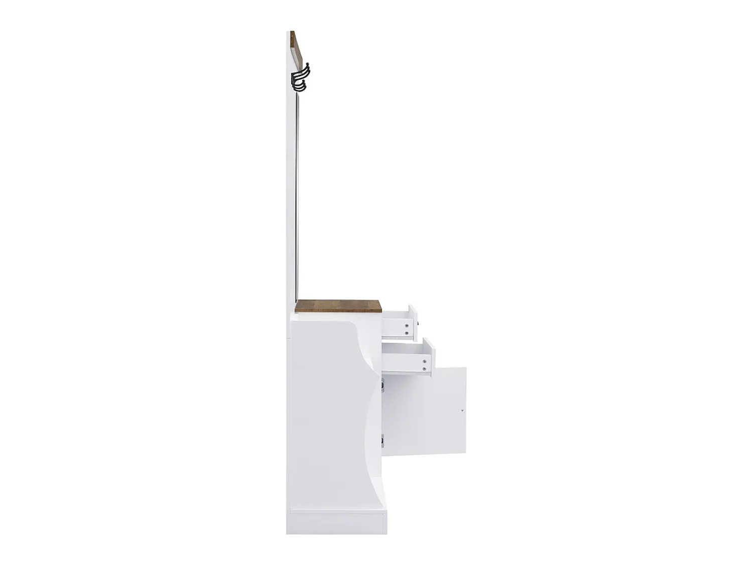 New Hauss Spole Roupeiro e madeira com espelho, 2 gavetas, 1 porta, ganchos e suporte para guarda-chuva 110,5x38x191cm Branco