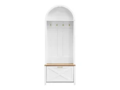 Móvel De Entrada*Hauss Spole Roupeiro e natural com porta e ganchos dourados, design em arco 75x35x195cm Branco