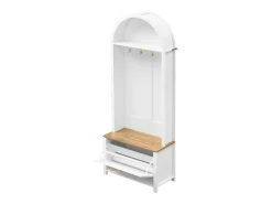 Móvel De Entrada*Hauss Spole Roupeiro e natural com porta e ganchos dourados, design em arco 75x35x195cm Branco