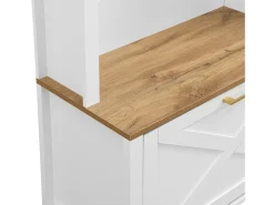 Móvel De Entrada*Hauss Spole Roupeiro e natural com porta e ganchos dourados, design em arco 75x35x195cm Branco