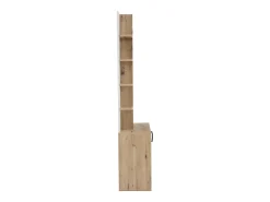 Móvel De Entrada*Hauss Spole Roupeiro branco e natural com 2 portas, 5 prateleiras e ganchos, tampo em madeira granulada 75x33x180cm Natural claro