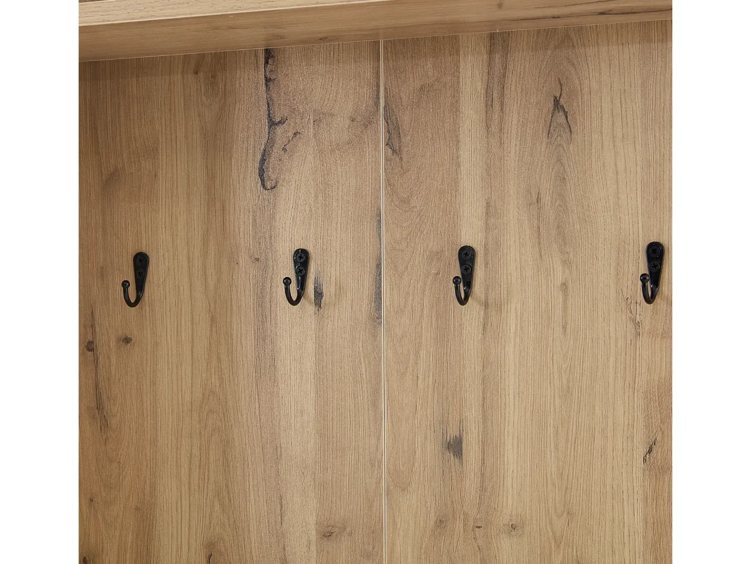 Móvel De Entrada*Hauss Spole Roupeiro branco e natural com 2 portas, 5 prateleiras e ganchos, tampo em madeira granulada 75x33x180cm Natural claro