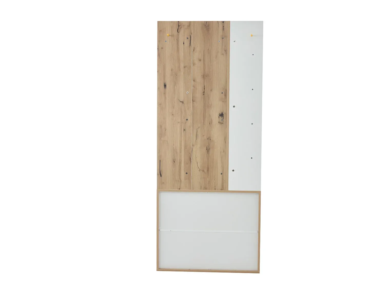 Móvel De Entrada*Hauss Spole Roupeiro branco e natural com 2 portas, 5 prateleiras e ganchos, tampo em madeira granulada 75x33x180cm Natural claro