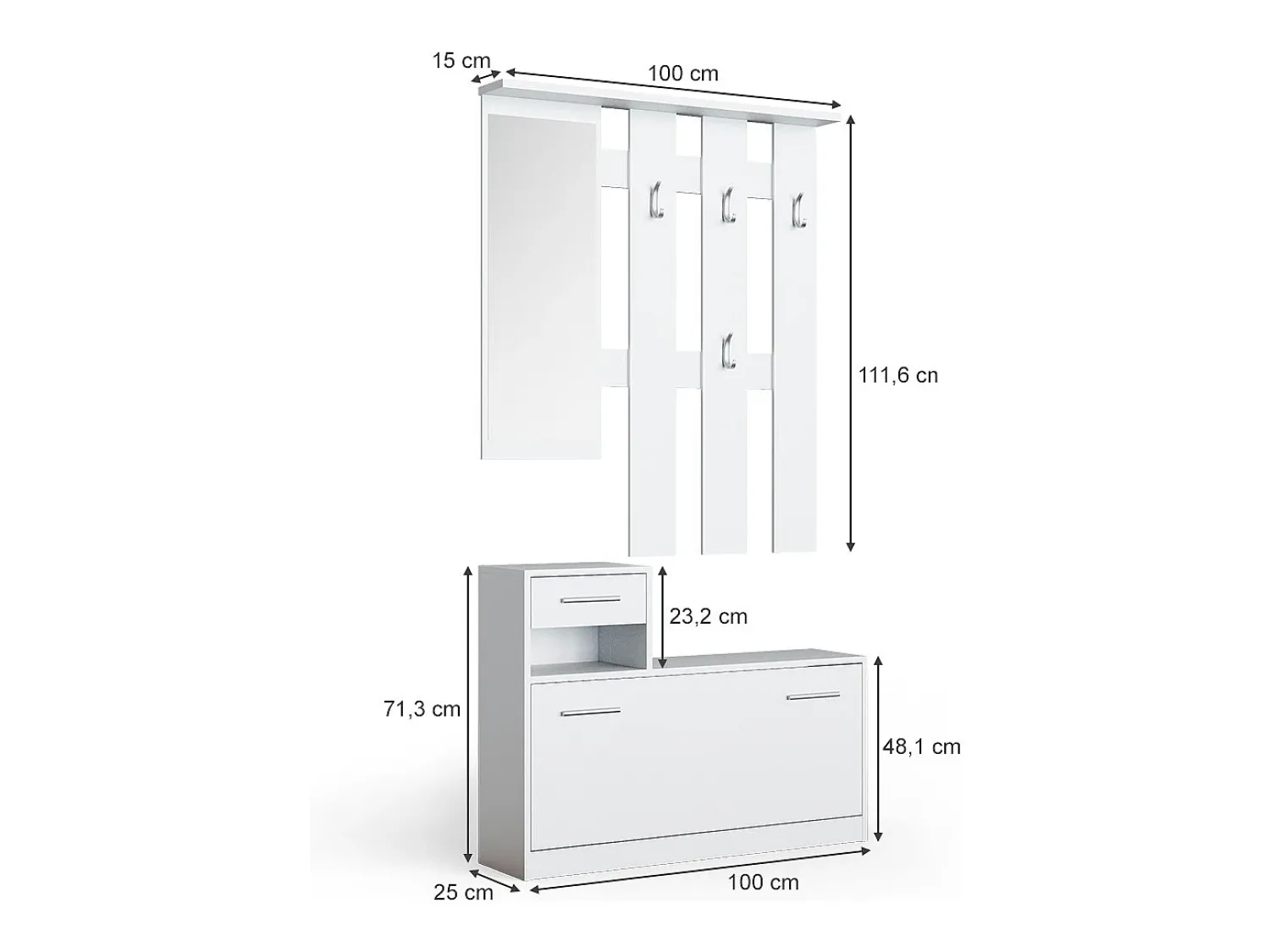 Móvel De Entrada|Vicco Roupeiro 25x100x191 billy Branco