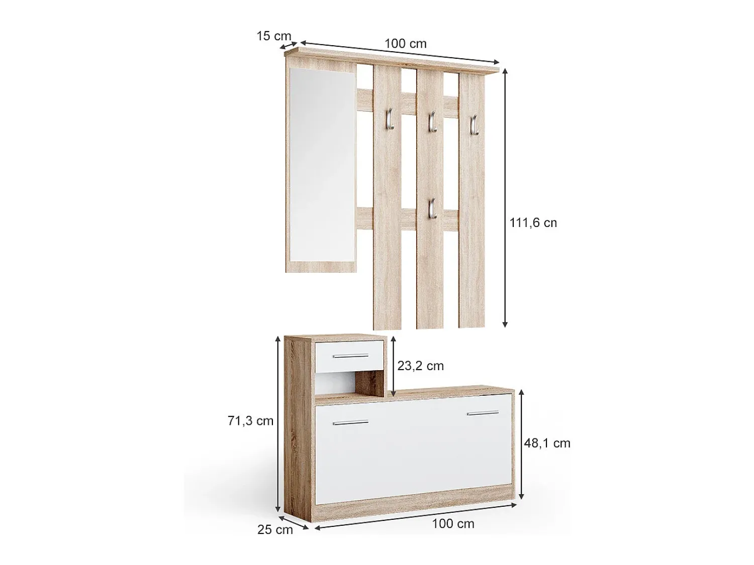 Móvel De Entrada|Vicco Roupeiro /sonoma 25x100x191 billy Branco