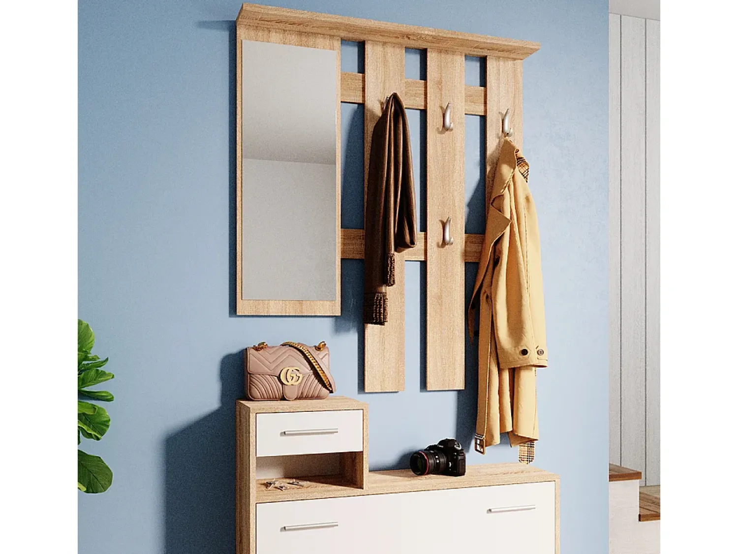 Móvel De Entrada|Vicco Roupeiro /sonoma 25x100x191 billy Branco