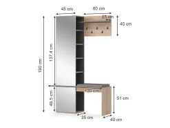 Móvel De Entrada|Vicco Roupeiro carvalho goldkraft 120x40x190 adeline Natural escuro
