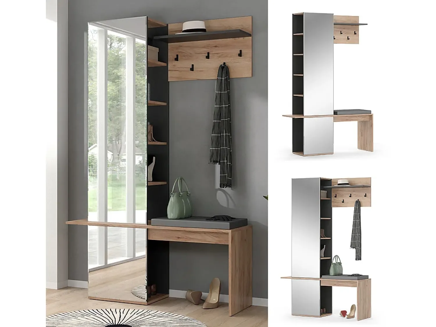Móvel De Entrada|Vicco Roupeiro carvalho goldkraft 120x40x190 adeline Natural escuro