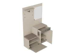 Móvel De Entrada|Hauss Spole Roupeiro com 2 portas, gaveta, espelho e almofada, material MDF 110x37x185,5 cm Bege