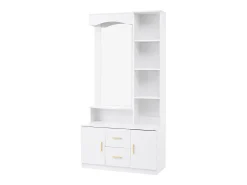 Móvel De Entrada*Hauss Spole Roupeiro com espelho, 2 gavetas e 2 portas - 90 x 40 x 180 cm Branco