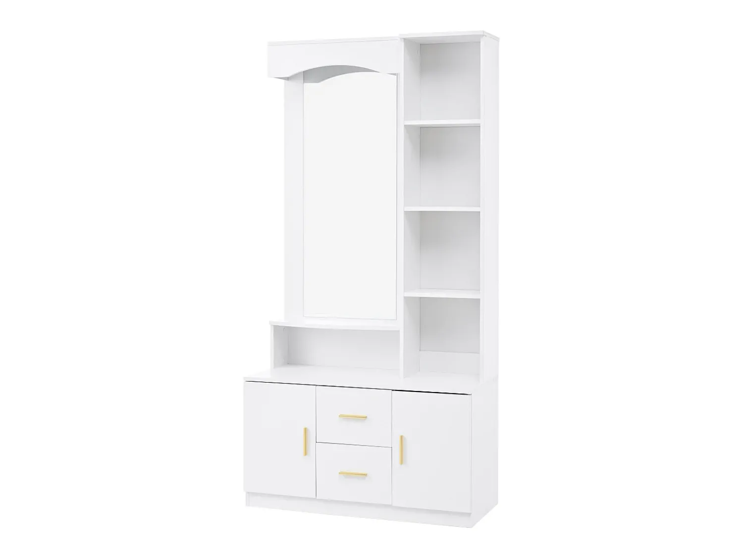 Móvel De Entrada*Hauss Spole Roupeiro com espelho, 2 gavetas e 2 portas - 90 x 40 x 180 cm Branco