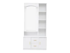 Móvel De Entrada*Hauss Spole Roupeiro com espelho, 2 gavetas e 2 portas - 90 x 40 x 180 cm Branco