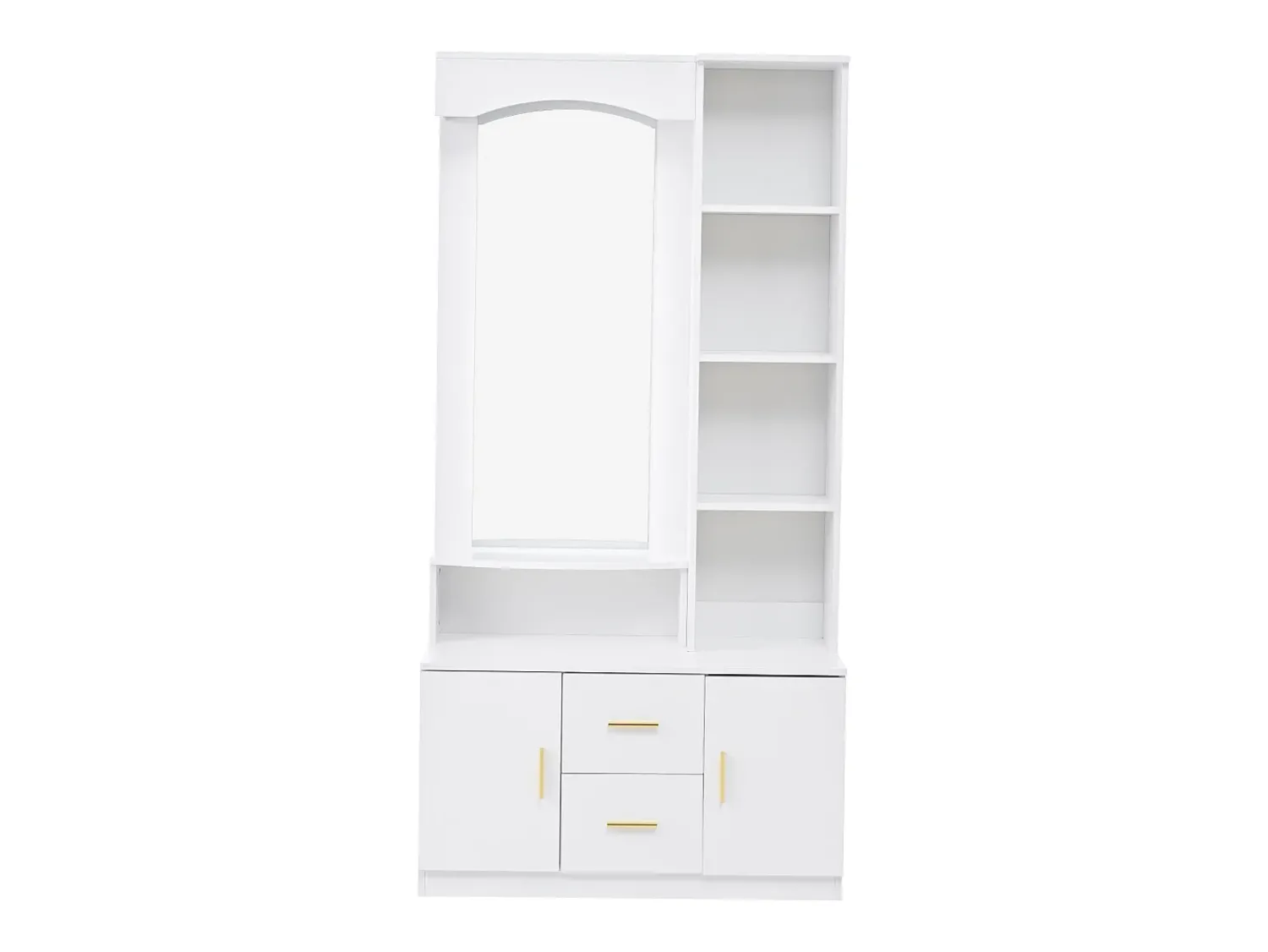 Móvel De Entrada*Hauss Spole Roupeiro com espelho, 2 gavetas e 2 portas - 90 x 40 x 180 cm Branco