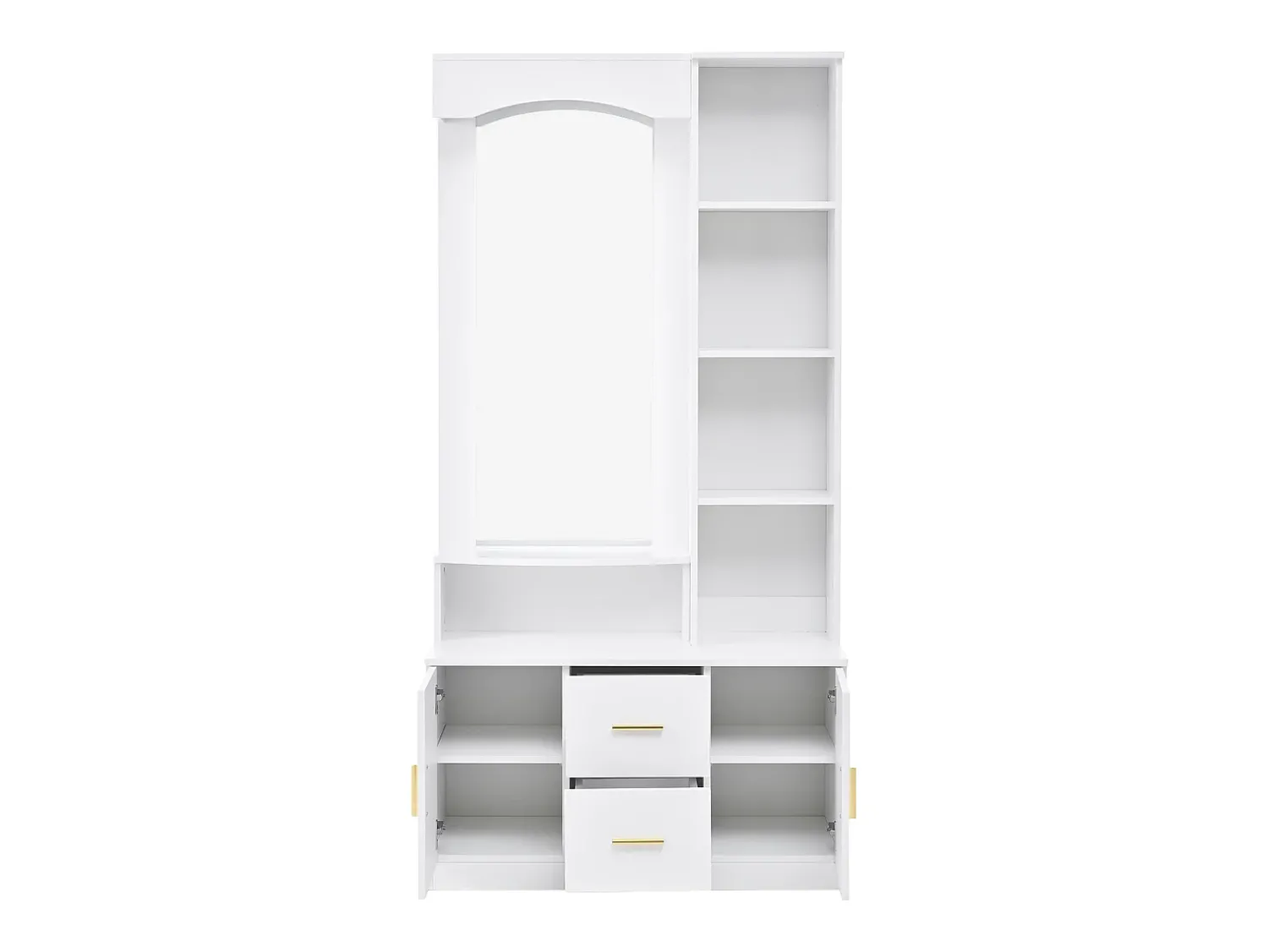 Móvel De Entrada*Hauss Spole Roupeiro com espelho, 2 gavetas e 2 portas - 90 x 40 x 180 cm Branco