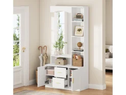 Móvel De Entrada*Hauss Spole Roupeiro com espelho, 2 gavetas e 2 portas - 90 x 40 x 180 cm Branco