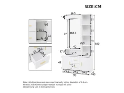 Móvel De Entrada*Hauss Spole Roupeiro com espelho, 2 gavetas e 2 portas - 90 x 40 x 180 cm Branco