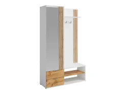 Móvel De Entrada|Vente-unique Roupeiro com espelho e arrumação - Branco e Natural - JANAKIA Natural claro / Branco