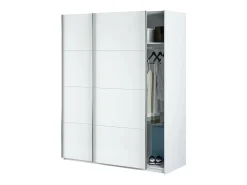 Outlet Dmora Roupeiro Dmace, Roupeiro de quarto com 2 portas de correr, Armário com varão e 2 prateleiras, 150x60h200 cm, Branco