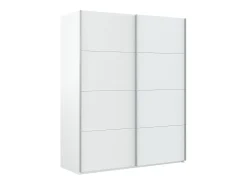 Outlet Dmora Roupeiro Dmace, Roupeiro de quarto com 2 portas de correr, Armário com varão e 2 prateleiras, 150x60h200 cm, Branco