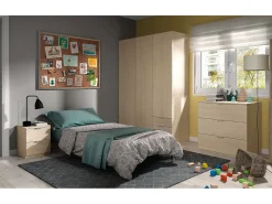 Móvel De Entrada*Dmora Roupeiro Dnespol, Roupeiro de quarto com 3 portas e 3 gavetas, Armário com 3 prateleiras e varão, 121x52h180 cm, Carvalho Castanho