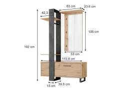 Móvel De Entrada*Vicco Roupeiro marrom 120x40x192 porto Castanho