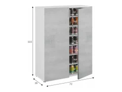 Móvel De Arrumação|Sapateira|Dmora Roupeiro multiusos Olathe, Armário auxiliar com 2 portas, Sapateira baixa com 6 prateleiras, Sapateira baixa, 70x36h103 cm, Cimento e Branco Cinzento