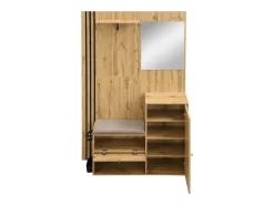 Hot Hauss Spole Roupeiro natural com 2 portas, espelho, suporte para guarda-chuvas e sapateira, multifunções 115 x 37 x 185 Natural claro